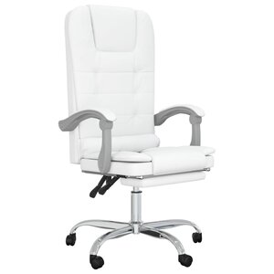 Fauteuil de massage inclinable de bureau informatique étude similicuir blanc 02_0025398