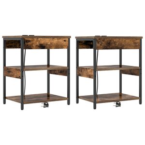 vidaXL Armoires de chevet avec tiroir 2 Pièces Chêne fumé 41 x 31 x 51 cm