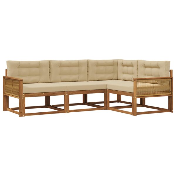 vidaXL Ensemble de canapés d'extérieur 4 Pièces Naturel et Beige