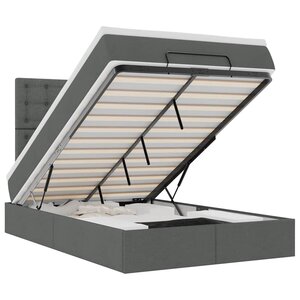 vidaXL Cadre de lit ottoman avec matelas gris foncé 120x200cm tissu