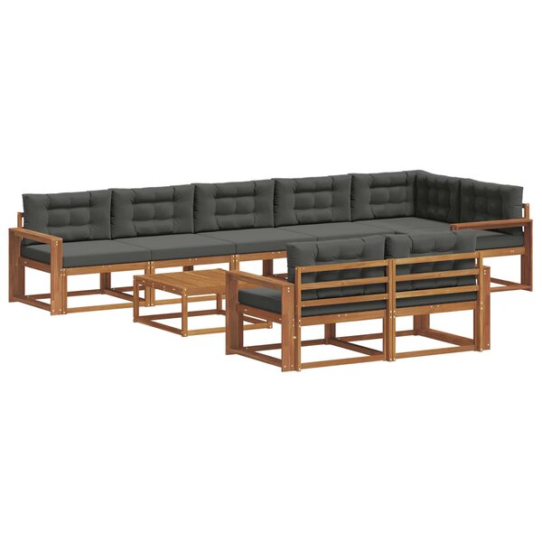 vidaXL Ensemble de canapés d'extérieur 9 Pièces Naturel et Anthracite