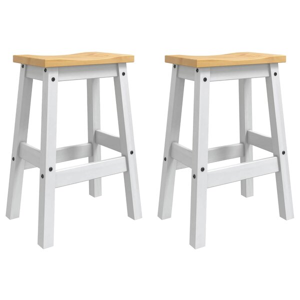 VidaXL Tabouret de bar 2 Pièces Blanc et Cire de Miel 44 x 30 x 63 cm