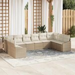 vidaXL Ensemble de canapé de jardin 10 Pièces Beige Poly rotin