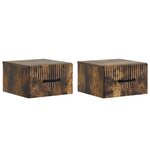vidaXL Cabinet de chevet mural 2 Pièces Chêne fumé 34 5 x 33 x 20 cm