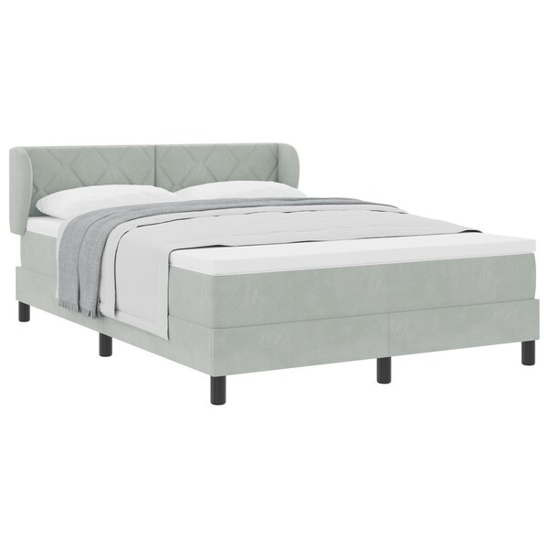 vidaXL Lit à ressorts avec matelas en gris clair  140x190 cm  Velours