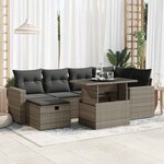 vidaXL Salon de jardin avec coussins 7 Pièces gris résine tressée