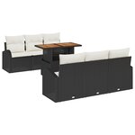 Ensemble de jardin 7 pièces vidaXL avec coussins en poly rotin noir
