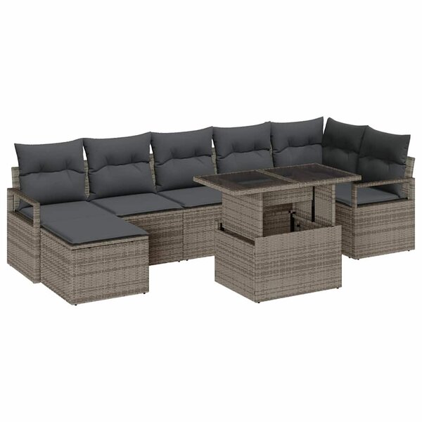 vidaXL Ensemble de canapé de jardin avec coussin 8 Pièces Gris