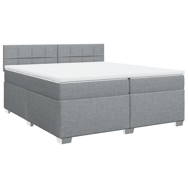vidaXL Sommier à lattes de lit avec matelas Gris clair 200x200cm Tissu