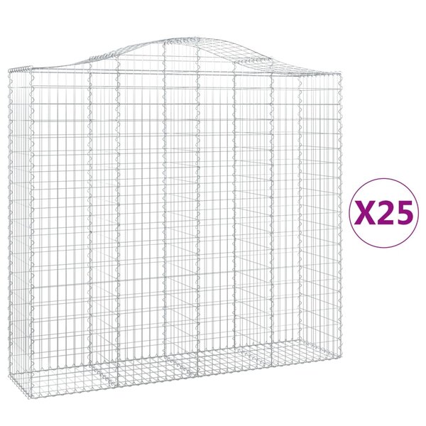 vidaXL Paniers à gabions arqués 25 Pièces 200x50x180/200 cm Fer galvanisé