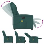 vidaXL Fauteuil de massage inclinable électrique Vert foncé Tissu