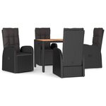 vidaXL Ensemble à manger de jardin coussins 5Pièces Noir Résine tressée