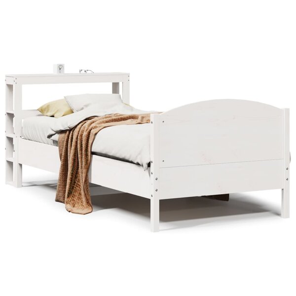 vidaXL Cadre de lit sans matelas blanc 75x190 cm bois de pin massif
