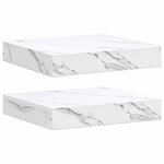vidaXL Étagère Murale 2 pc Marbre blanc 23 x 23 5 x 3 8 cm