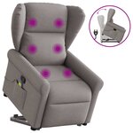 vidaXL Fauteuil inclinable de massage Taupe Tissu