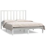 vidaXL Cadre de lit Blanc Bois de pin massif 135x190 cm Double