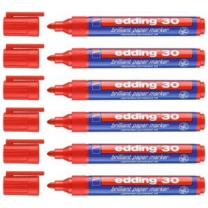 Marqueur Papier Encre Brillante 30 Rouge Pointe Ronde 1 5-3 mm x 6 EDDING