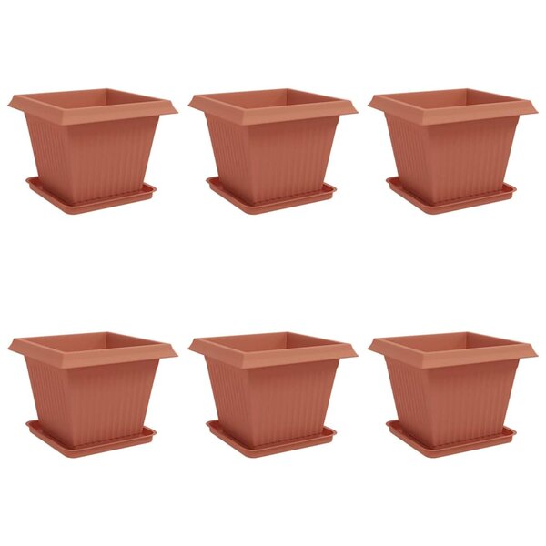 vidaXL Pots de plantes 6 Pièces Rouge brique 43 x 43 x 33 5 cm Plastique