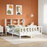 vidaXL Lit bibliothèque sans matelas blanc 140x190 cm bois pin massif