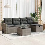 vidaXL Salon de jardin 6 Pièces avec coussins gris résine tressée