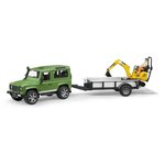 BRUDER - LAND ROVER Defender avec une remorque, Mini Pelle JCB et personnage - 61 cm