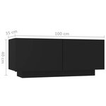 vidaXL Table de chevet noir 100x35x40 cm bois d'ingénierie