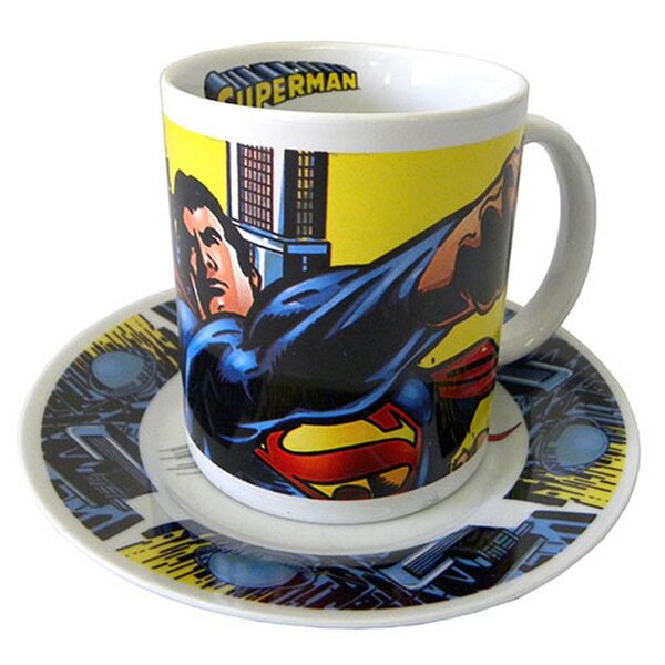 Coffret mug et assiette superman jaune