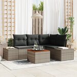 vidaXL Ensemble Canapé de Jardin 5 pièces avec coussins Gris Poly Rattan Acacia