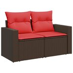 vidaXL Salon de jardin avec coussins 9 Pièces marron résine tressée