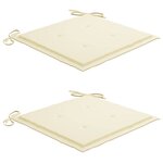 vidaXL Chaises de jardin avec coussins crème lot de 2 Bois teck massif
