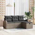 vidaXL Ensemble de canapé de jardin 4 Pièces Gris 179 x 117 x 85 cm