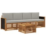 vidaXL Ensemble de canapés d'extérieur 5 Pièces Naturel et gris clair