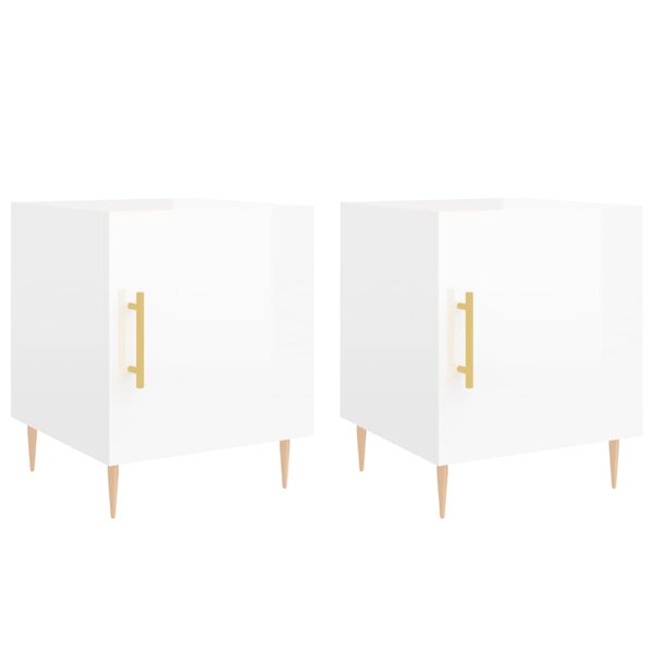 vidaXL Tables de chevet 2 Pièces blanc brillant 40x40x50 cm