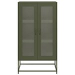 vidaXL Buffet haut vert olive 68x39x123 cm acier