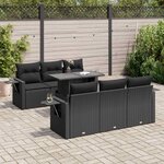 vidaXL Salon de jardin 7 Pièces avec coussins noir résine tressée