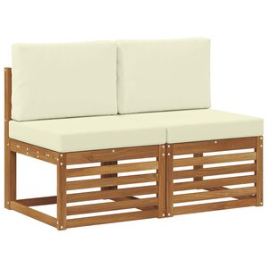 vidaXL 2 Pièce Sofa de milieu extérieur Bois d'Acacia Massif Naturel