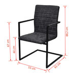 vidaXL Chaises à manger cantilever lot de 4 noir similicuir