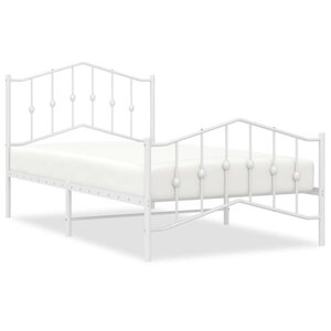 vidaXL Cadre de lit métal avec tête de lit/pied de lit blanc 100x190cm