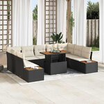 vidaXL Ensemble de canapé de jardin 10 Pièces Noir Poly rotin