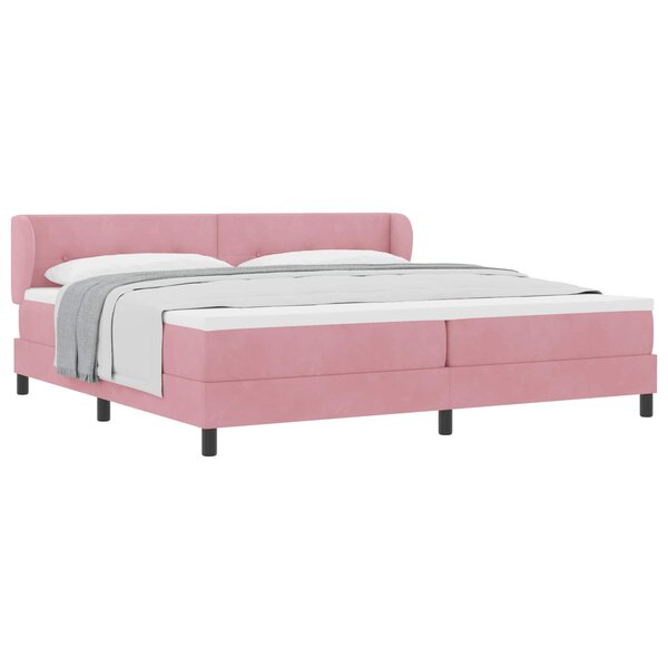 vidaXL Lit à ressorts avec matelas Rose 200 x 200 cm Velours