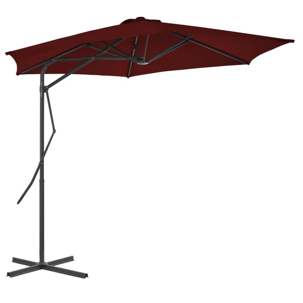 vidaXL Parasol de jardin avec mât en acier rouge bordeaux 300x230 cm