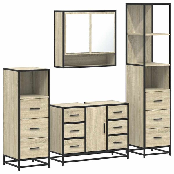 vidaXL Ensemble de meubles de salle de bain 4 Pièces chêne sonoma