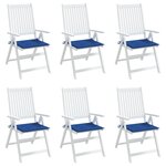 vidaXL Coussins de chaise de jardin lot de 6 bleu royal 50x50x4 cm