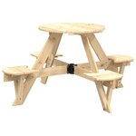 vidaXL Table de pique-nique pour 4 enfants avec trou de parasol rond