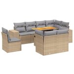 vidaXL Salon de jardin avec coussins 9 Pièces beige résine tressée