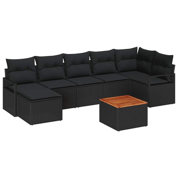 vidaXL Ensemble de canapé de jardin 8 Pièces Noir