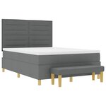 vidaXL Lit à ressorts avec matelas Gris foncé 160 x 200 cm tissu