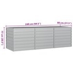 vidaXL Lit surélevé de jardin 240x80x77 cm Acier galvanisé Argenté