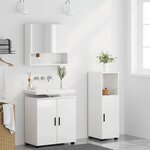 vidaXL Ensemble de mobilier de salle de bain 3 Pièces Blanc brillant