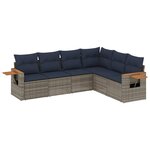vidaXL Salon de jardin 6 Pièces avec coussins gris résine tressée